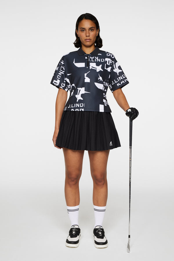 J.lindeberg Amila Print Top JL Kangol Black White M