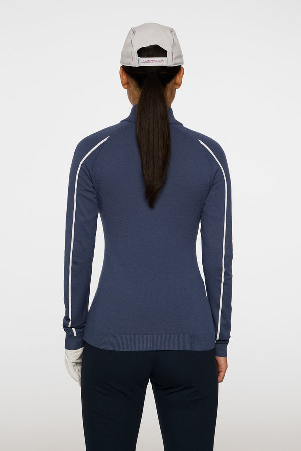 J.lindeberg Aubree Knitted Zip Sweater Vintage Indigo