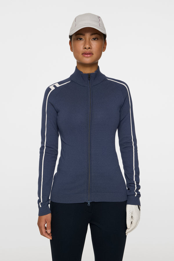 j.lindeberg Aubree Knitted Zip Sweater Vintage Indigo