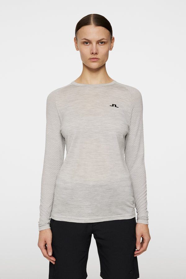 j.lindeberg Bella Wool LS T shirt Light Grey Melange