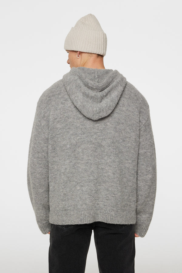 J.lindeberg Broon Alpaca Blend Hoodie Mid Grey Melange