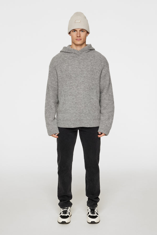 J.lindeberg Broon Alpaca Blend Hoodie Mid Grey Melange