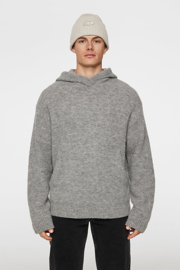 j.lindeberg Broon Alpaca Blend Hoodie Mid Grey Melange