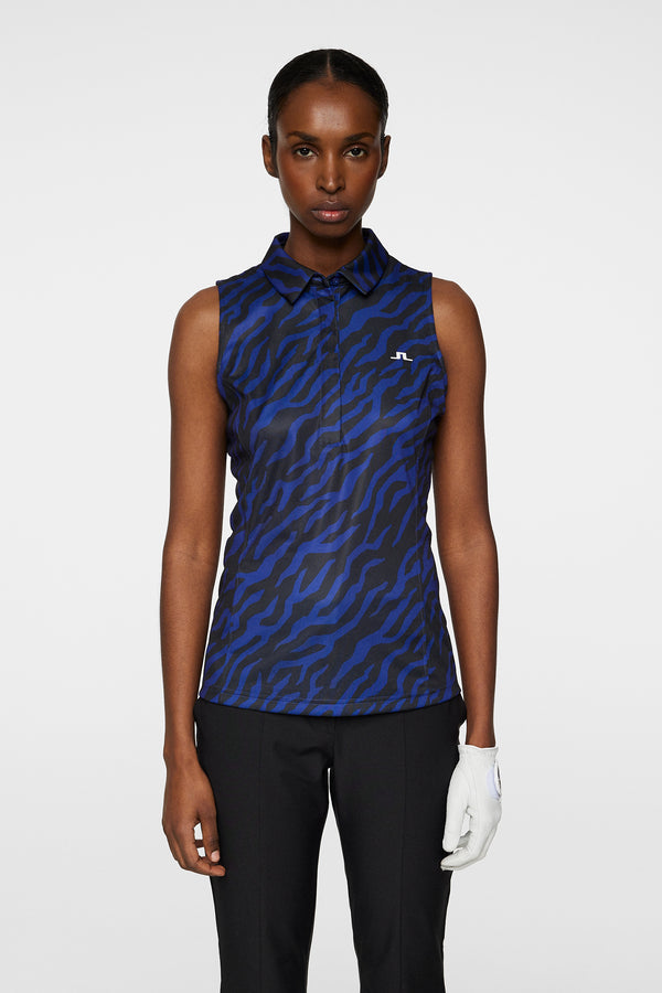 j.lindeberg Dena Print Sleeveless Top Tour Tiger Clematis M