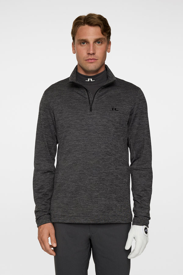 j.lindeberg Destry Quarter Zip Mid Layer Asphalt and Black Melange