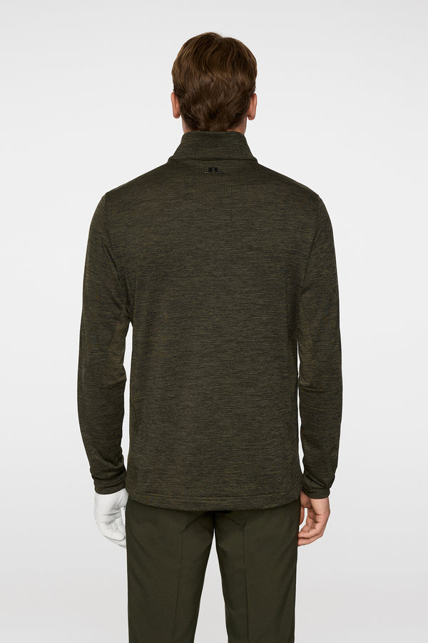 J.lindeberg Destry Quarter Zip Mid Layer Black And Forest Green Melange