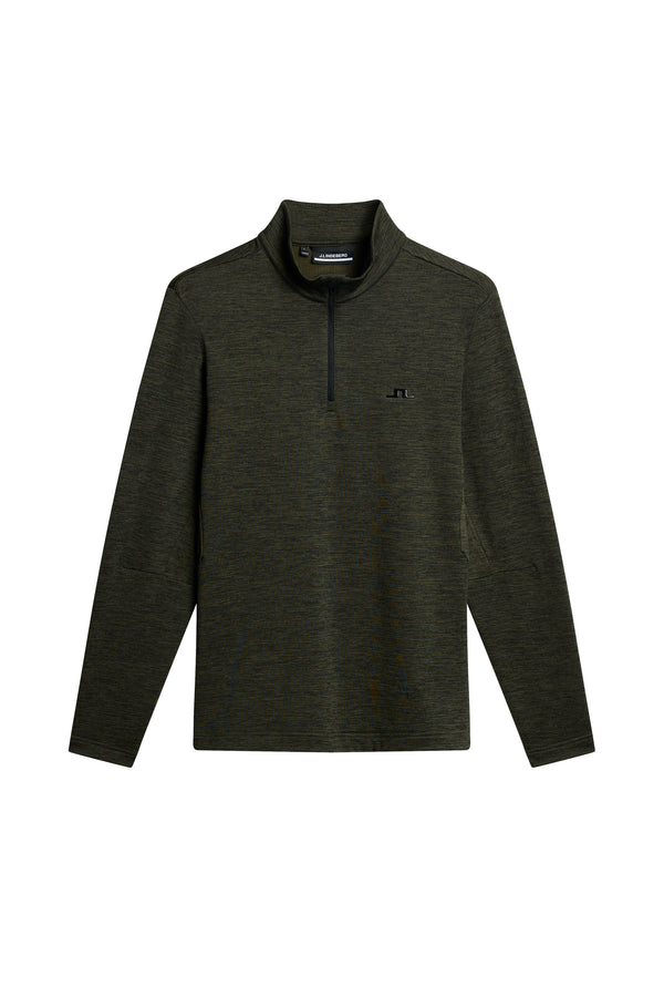 J.lindeberg Destry Quarter Zip Mid Layer Black And Forest Green Melange