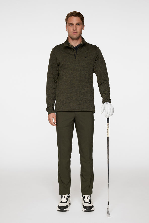 J.lindeberg Destry Quarter Zip Mid Layer Black And Forest Green Melange