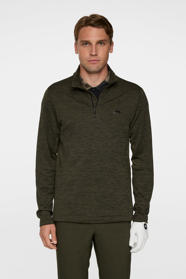 j.lindeberg Destry Quarter Zip Mid Layer Black and Forest Green Melange
