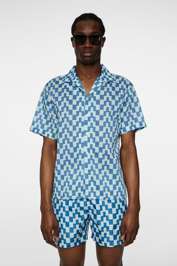 j.lindeberg Donso Cotton Printed Shirt Bridge Stack Blue M
