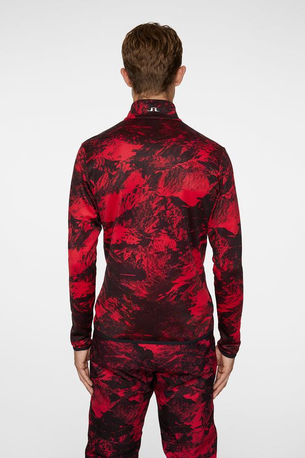 J.lindeberg Eddie Print Mid Layer Mountain Glitch Red
