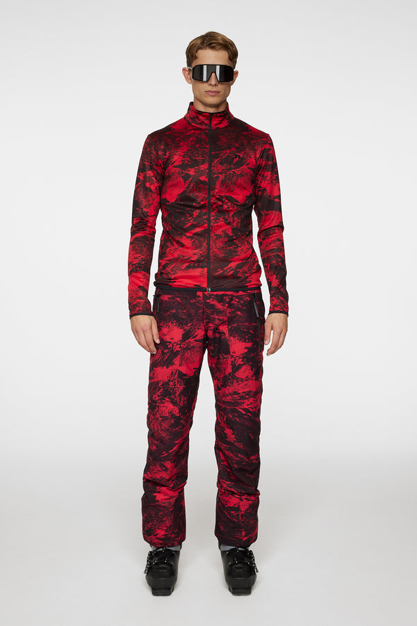 J.lindeberg Eddie Print Mid Layer Mountain Glitch Red