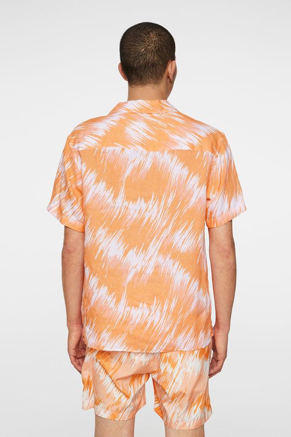 J.lindeberg Elio Linen Printed Shirt Thunderstorm Orange M
