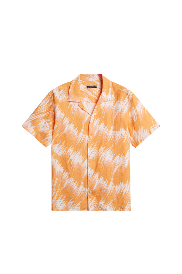 J.lindeberg Elio Linen Printed Shirt Thunderstorm Orange M
