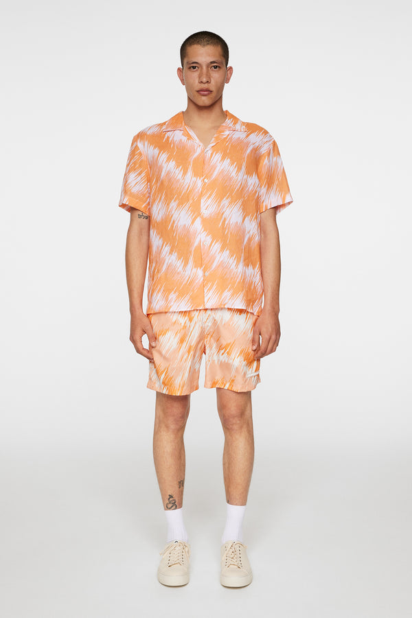 J.lindeberg Elio Linen Printed Shirt Thunderstorm Orange M