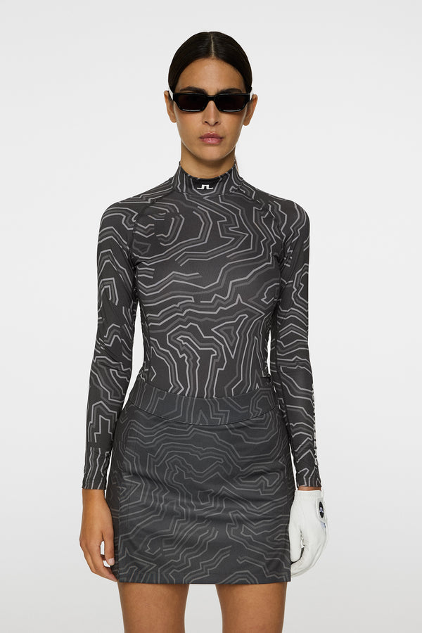 j.lindeberg Ella Print Compression Top Topo Asphalt L