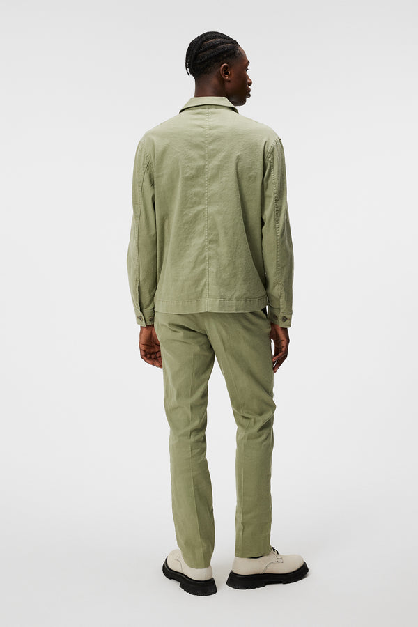 J.lindeberg Errol Linen Workwear Overshirt Oil Green