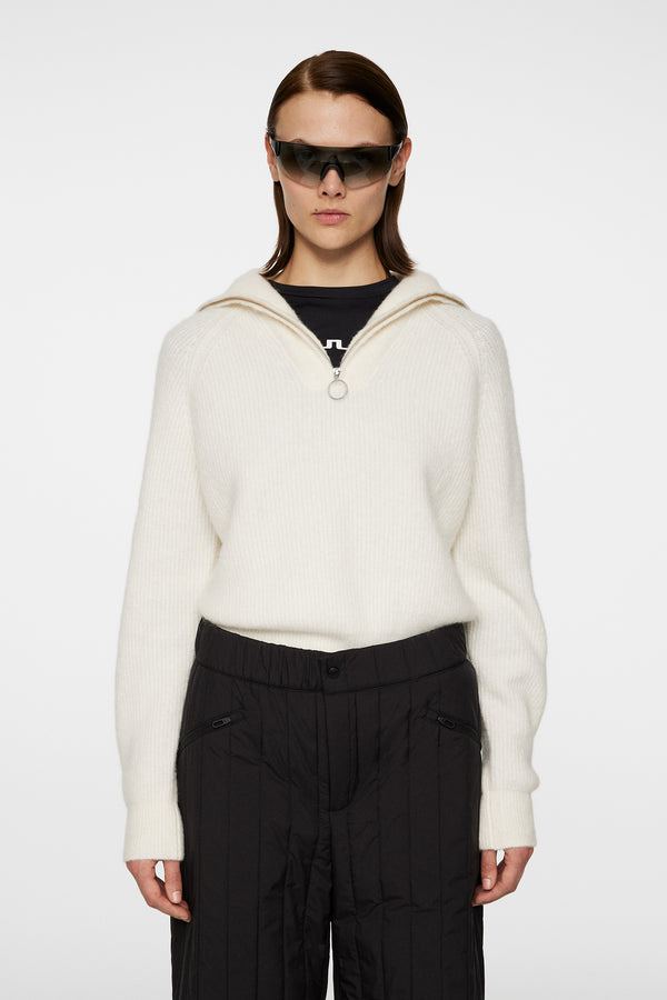 j.lindeberg Finja Knitted Zip Sweater Whisper White