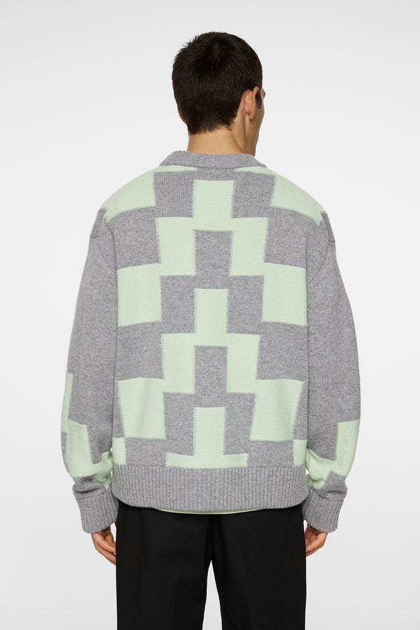 J.lindeberg Gavin Stacked Bridge Knit Light Grey Melange