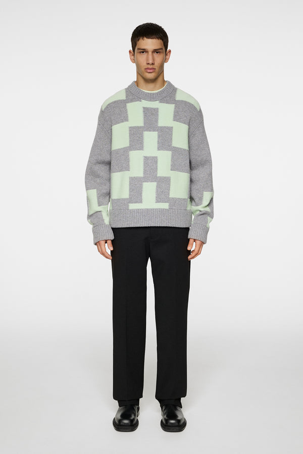 J.lindeberg Gavin Stacked Bridge Knit Light Grey Melange