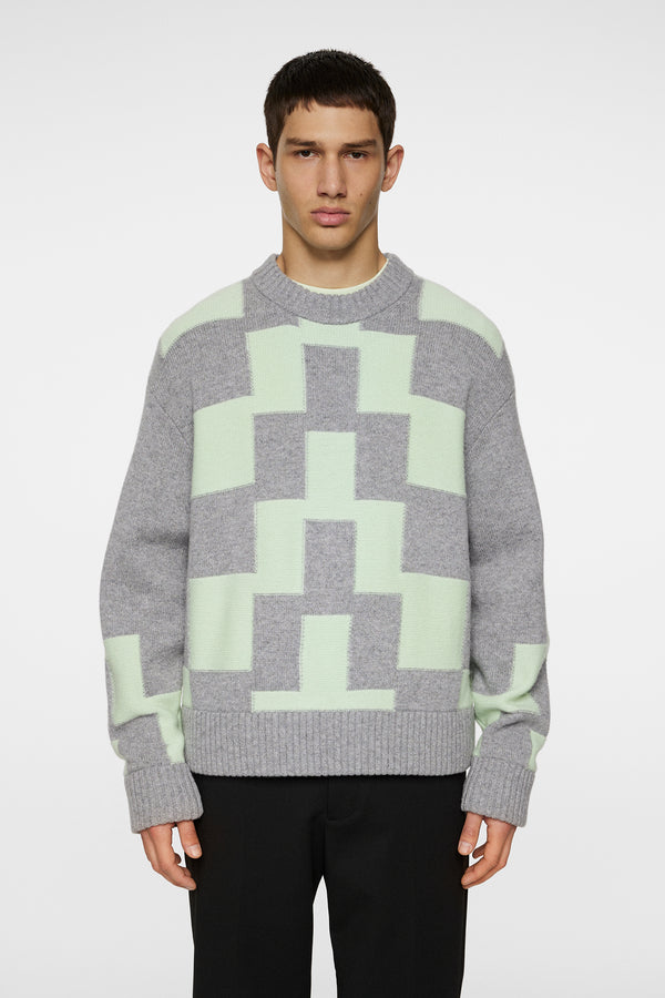 j.lindeberg Gavin Stacked Bridge Knit Light Grey Melange