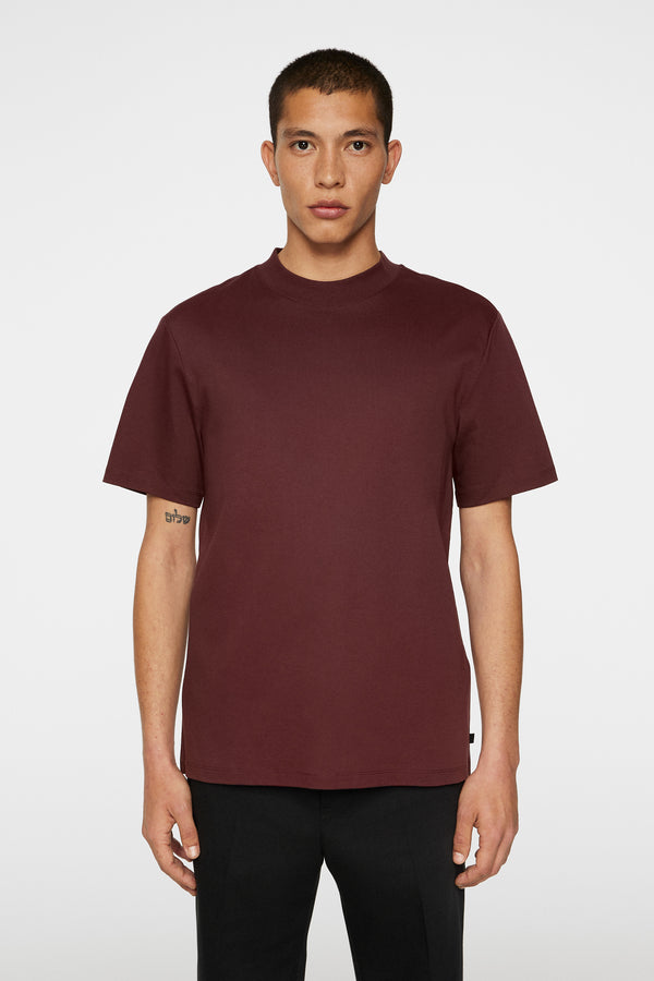 j.lindeberg Ace Mock Neck T Shirt Bitter Chocolate