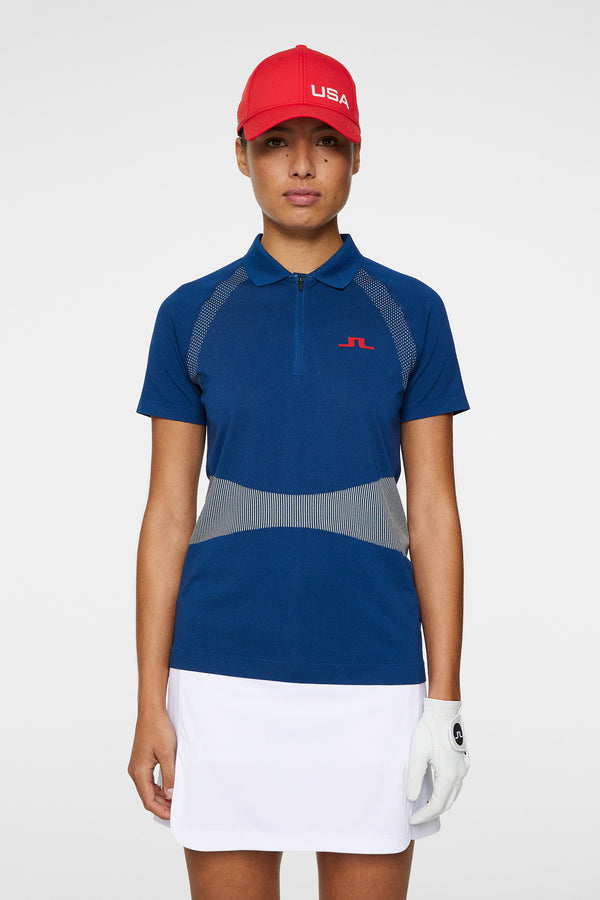 j.lindeberg Alizee Seamless Polo Estate Blue