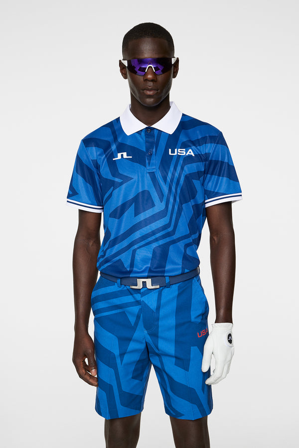 j.lindeberg Alois Print Polo US Golf Blue