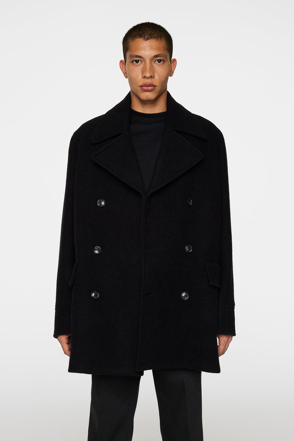 j.lindeberg Arno Double Breasted Coat Black