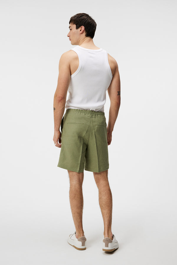 J.lindeberg Baron Linen Shorts Oil Green