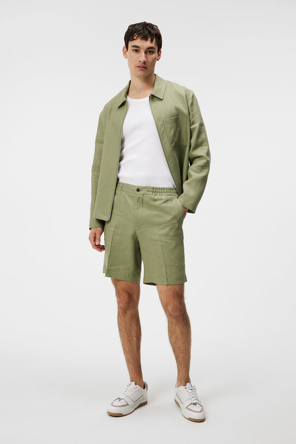 J.lindeberg Baron Linen Shorts Oil Green