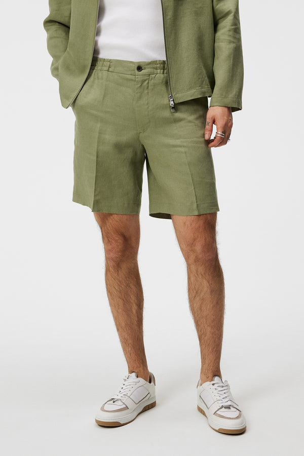 j.lindeberg Baron Linen Shorts Oil Green