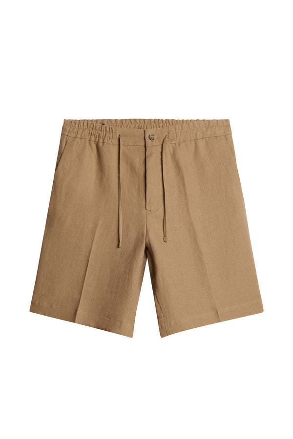 J.lindeberg Brady Drape Linen Shorts Sepia Tint