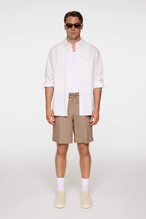 J.lindeberg Brady Drape Linen Shorts Sepia Tint