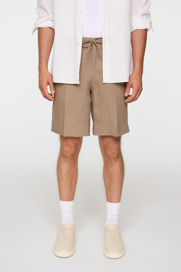 j.lindeberg Brady Drape Linen Shorts Sepia Tint