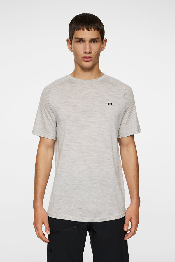j.lindeberg Brent Wool T shirt Light Grey Melange