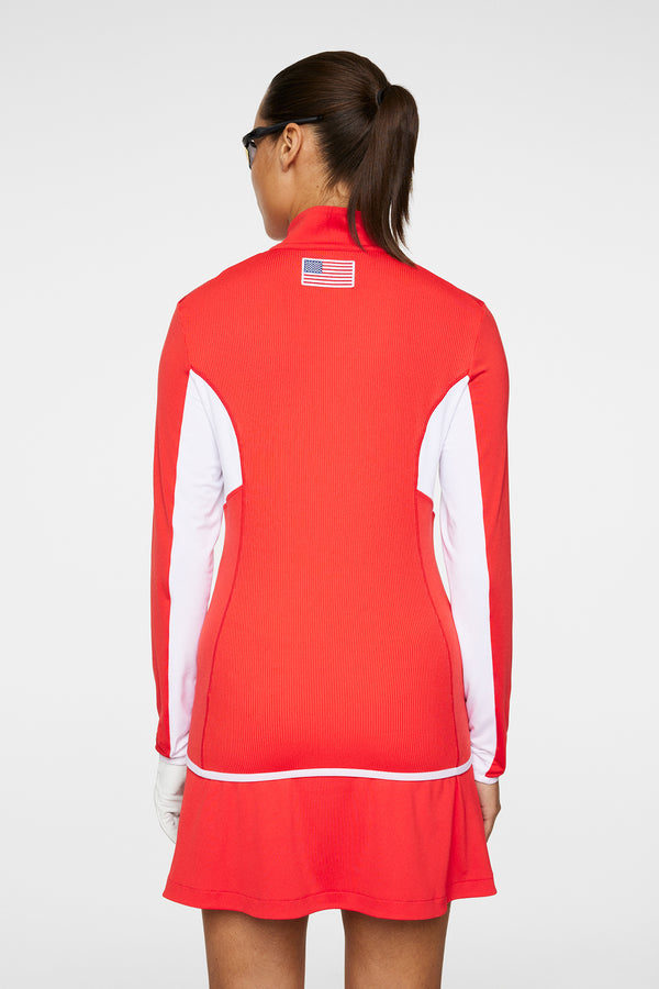 J.lindeberg Charlene Half Zip Flame Scarlet