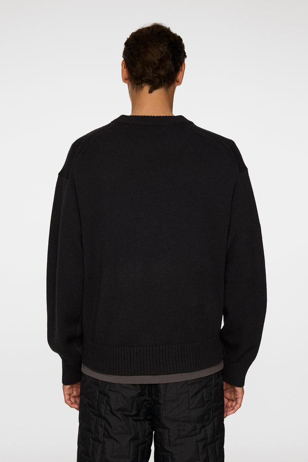 J.lindeberg Eddy Cotton Wool Crew Neck Black