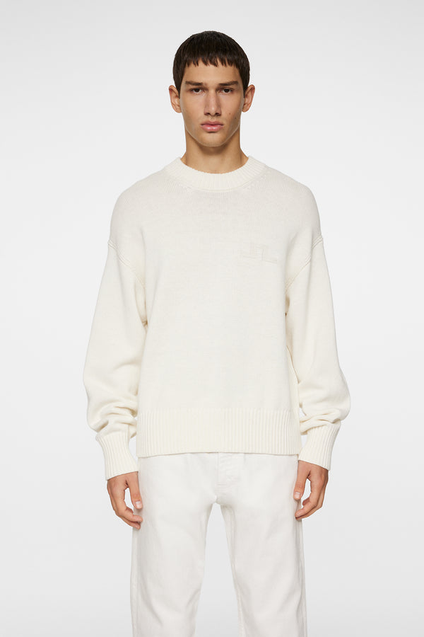 j.lindeberg Eddy Cotton Wool Crew Neck White