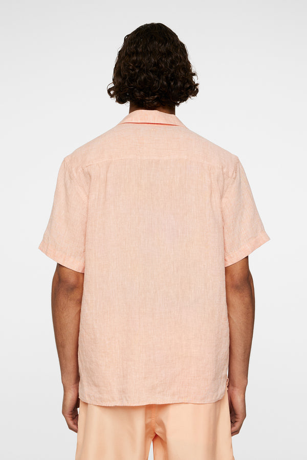 J.lindeberg Elio Linen Melange Shirt Mock Orange