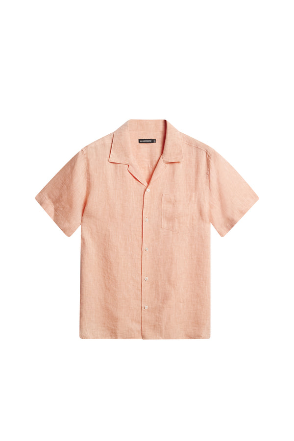 J.lindeberg Elio Linen Melange Shirt Mock Orange