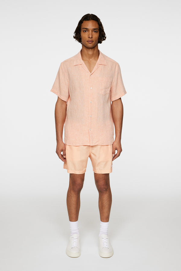 J.lindeberg Elio Linen Melange Shirt Mock Orange