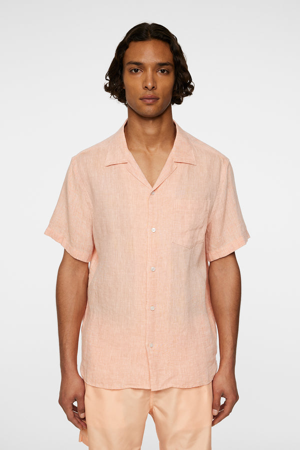 j.lindeberg Elio Linen Melange Shirt Mock Orange
