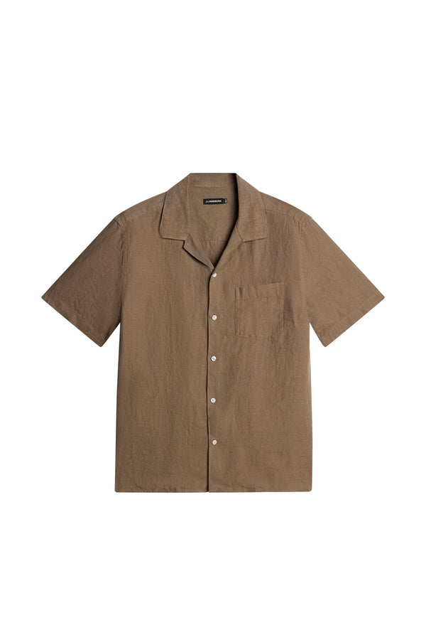J.lindeberg Elio Linen Melange Shirt Sepia Tint