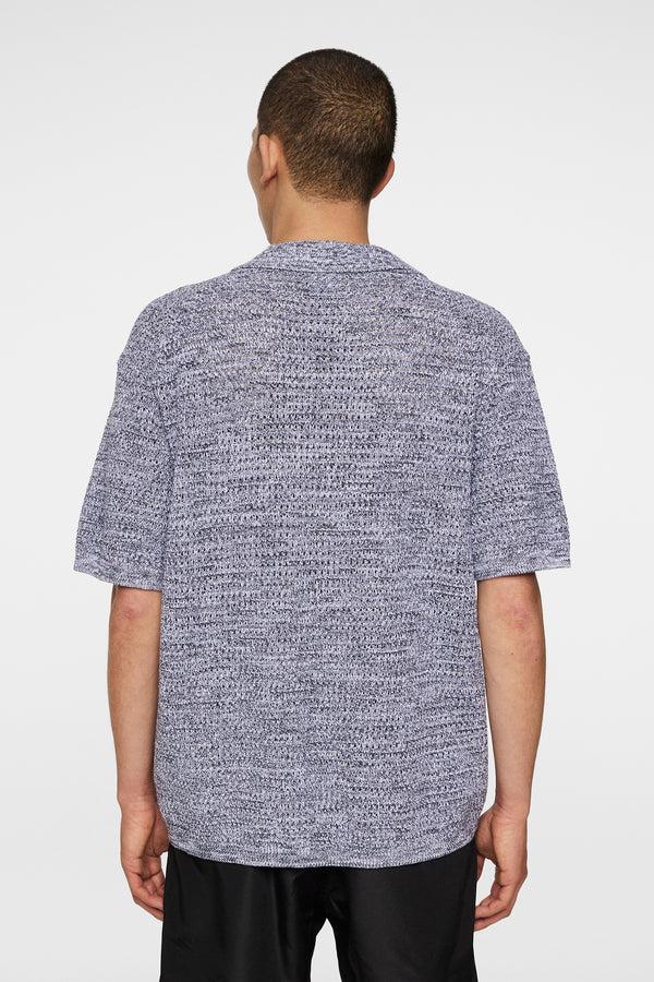 J.lindeberg Ethan Open Collar Knit Polo Ombre Blue
