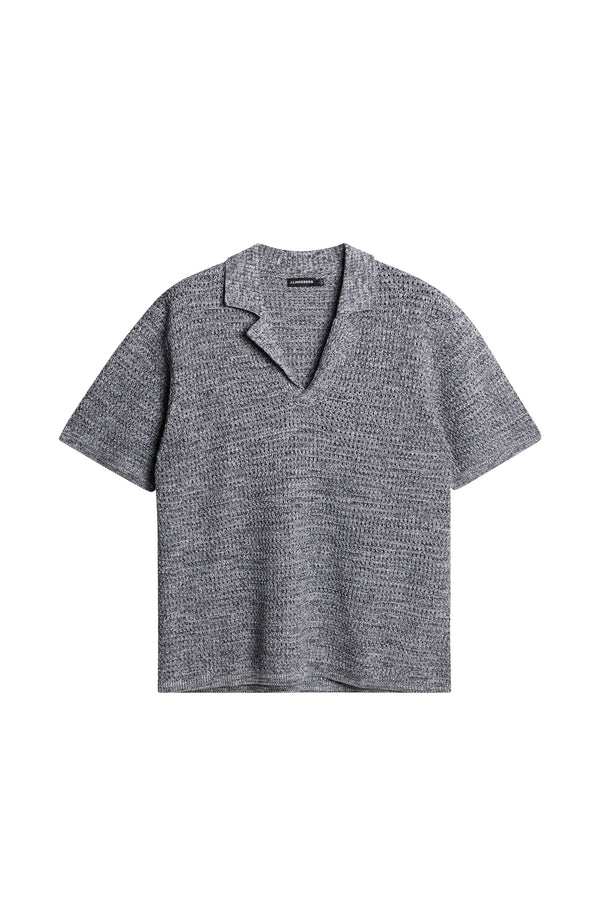 J.lindeberg Ethan Open Collar Knit Polo Ombre Blue