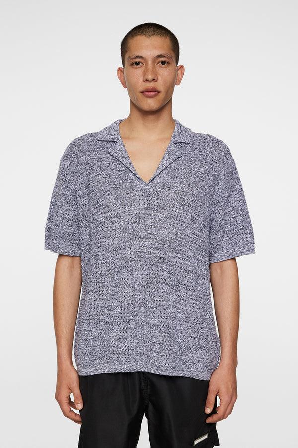 j.lindeberg Ethan Open Collar Knit Polo Ombre Blue