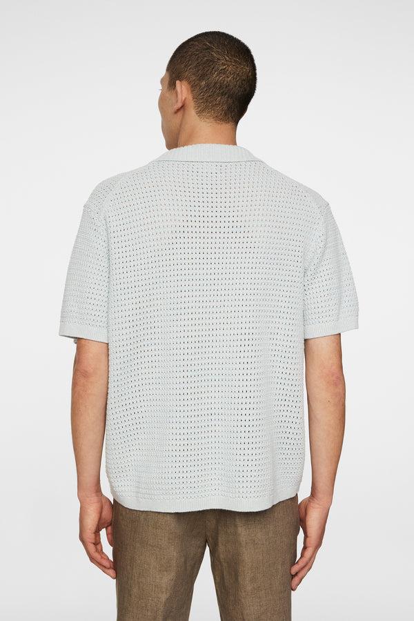J.lindeberg Ethan Open Collar Knit Polo Winter Sky