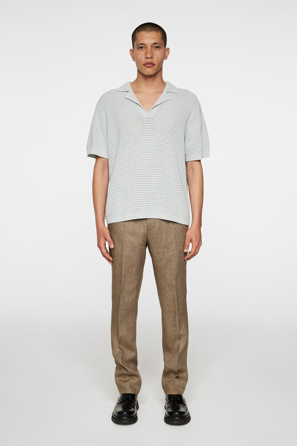 J.lindeberg Ethan Open Collar Knit Polo Winter Sky