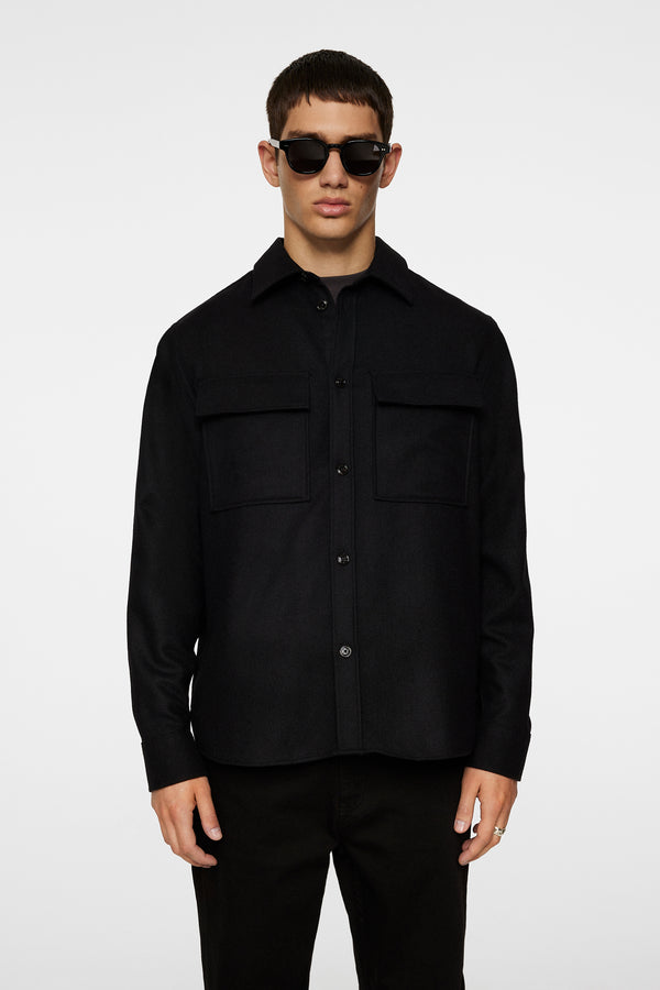 j.lindeberg Flat Wool Overshirt Black